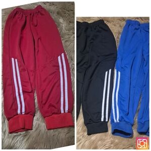 Kids Jogger Pants with Side Stripes - Red, Black, Royal Blue Lot Of 3
